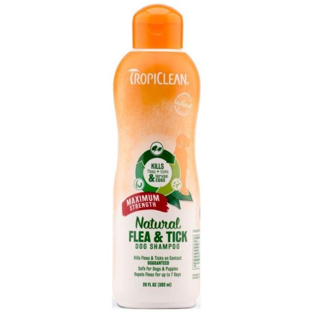 Natural Flea &amp; Tick Dog Shampoo Max Strength 20oz