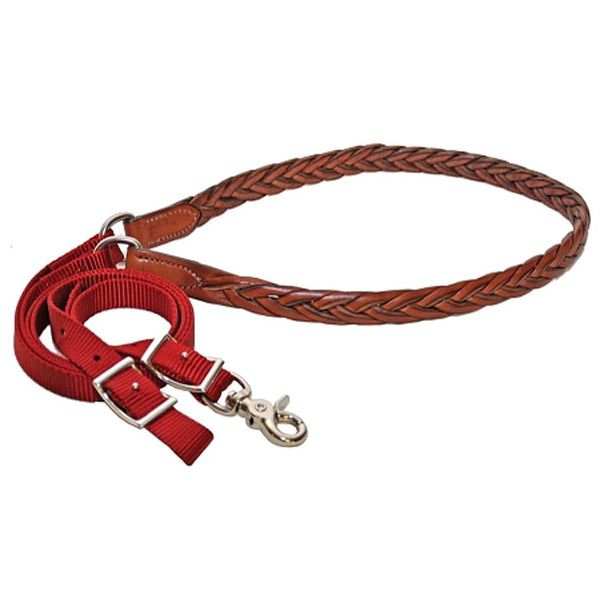 7 1/2&prime; Nylon Game Rein with Braided Leather Grip
