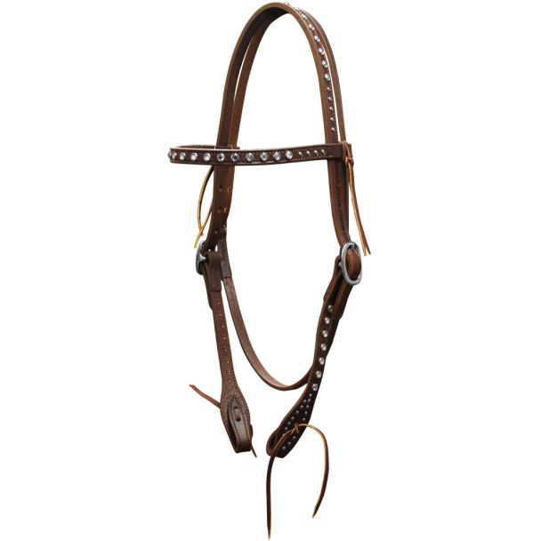 Leather Browband Headstall With Clear Stones