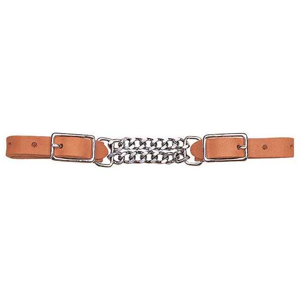 Harness Leather 3-1/2" Double Flat Link Chain Curb Strap