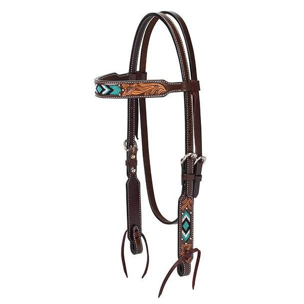 Weaver Turquoise Cross Turquoise Beaded 5/8" Browband Headstall&nbsp;