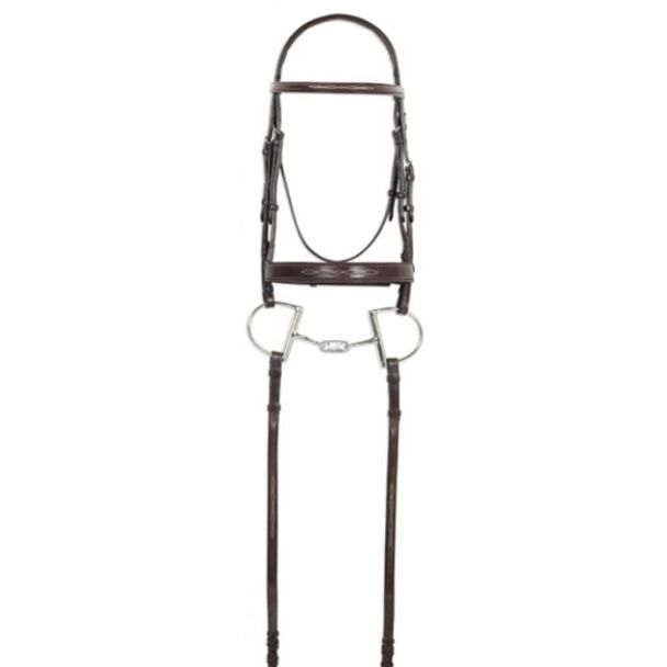 Classic Collection- Fancy Raised Comfort Crown Wide Noseband Bridle w/ Fancy Raised Laced Reins