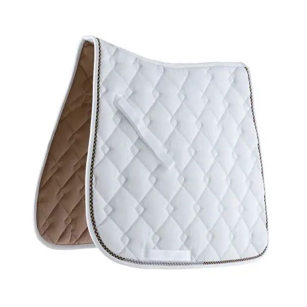 Ecole Double Diamond Quilt Dressage Saddle Pad White/Navy/Gold