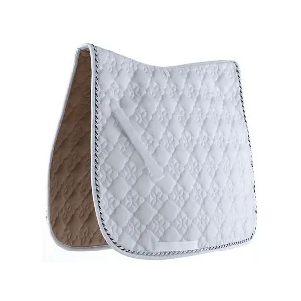 Roma Ecole Flower Diamond Quilt Dressage Saddle Pad White/Gold/Champagne