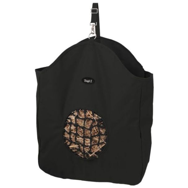 Tough1 Nylon Hay Bag with Round Net Front - Black