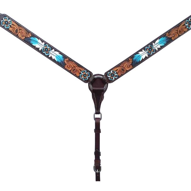 Oak Leaves Hand Painted Horse Western Leather Breast Collar