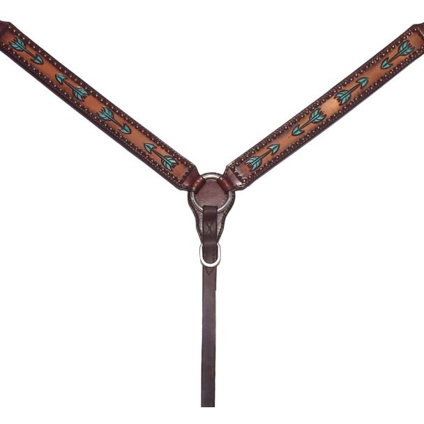 Austin Arrow Spotted Hand Painted Horse Western Leather Breast Collar Brown