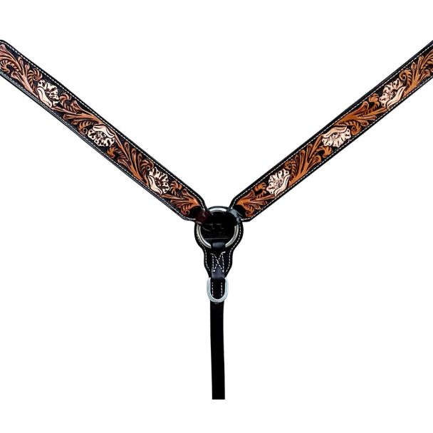 Floral Hand Tooled Horse Western Leather Breast Collar