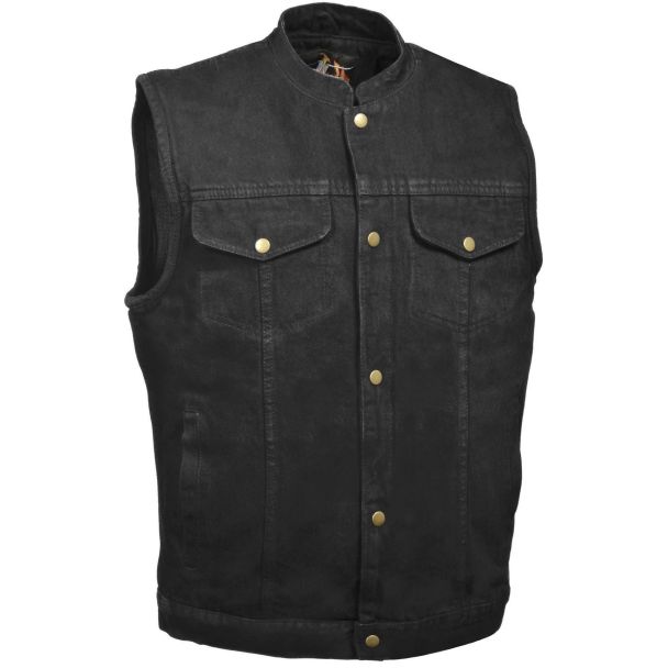 Milwaukee Leather DM2238 Men's Black Denim Snap Front Club Style Vest 