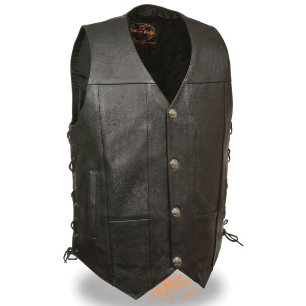 Milwaukee Leather LKM3701 Men's Side Lace Leather Vest With Buffalo Snaps