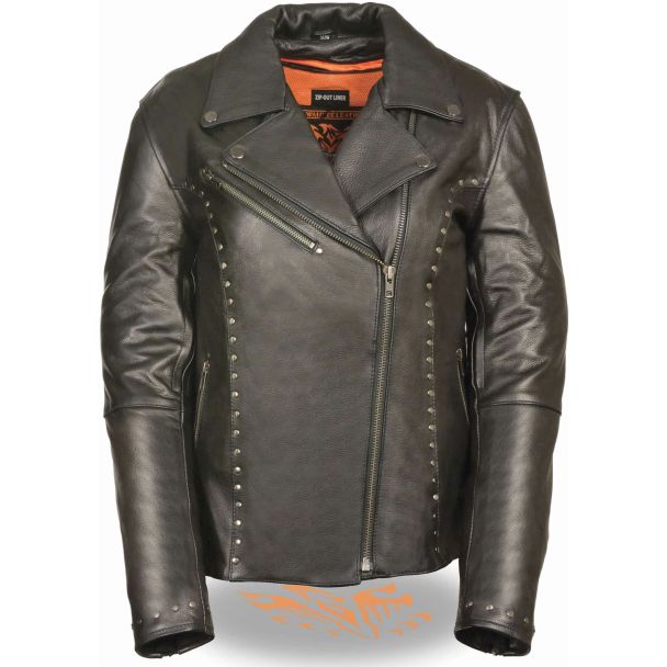 Milwaukee Leather Women&rsquo;s Classic M/C Jacket w/ Rivet Detailing