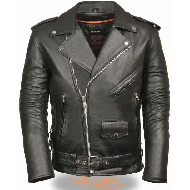 Milwaukee Leather Men&rsquo;s Classic Side Lace Police Style M/C Jacket
