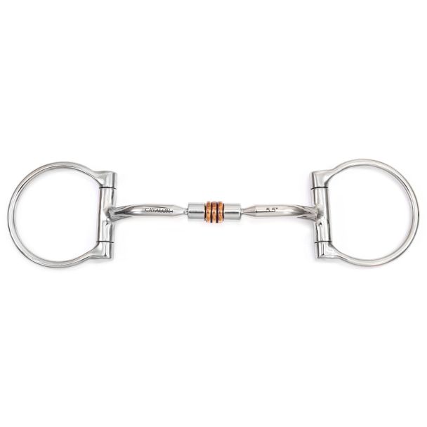 Western D-Ring Barrel Snaffle Bit with Copper Rollers