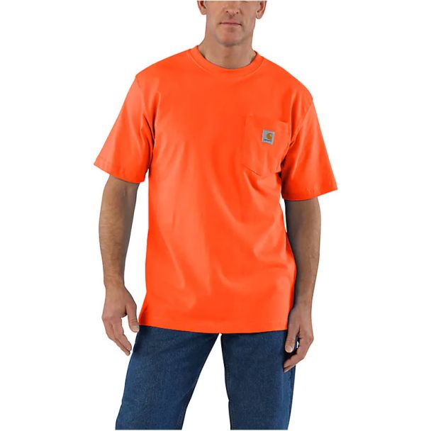 Loose Fit Heavyweight Short-Sleeve Pocket T-Shirt Big &amp; Tall - Bright Orange