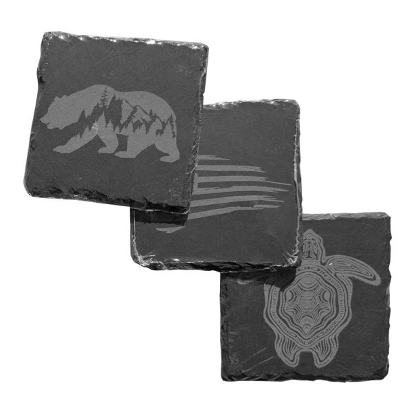 Custom Laser Etched Slate Coasters