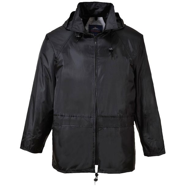 Portwest Men's Lightweight Waterproof Classic Rain Jacket Black