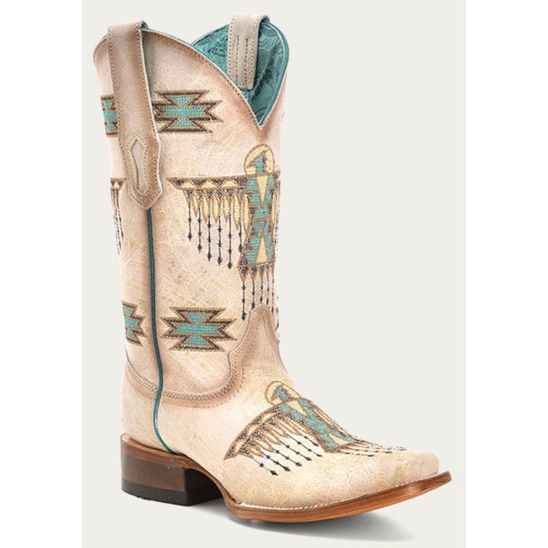 Corral Women's Eagle Embroidery Square Toe Cowboy Boot