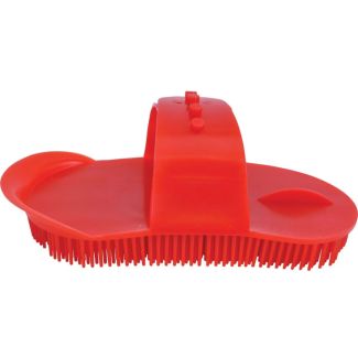 Plastic Curry Comb With Strap - Red