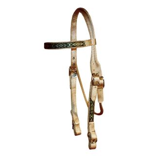 Browband Headstall with Southwest Overlay &amp; Buckle Ends - Black Tioga