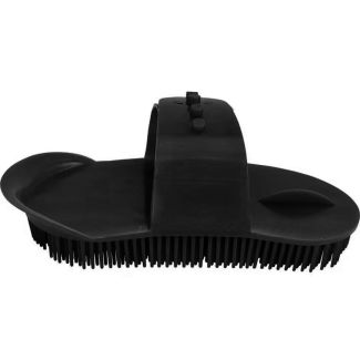 Plastic Curry Comb With Strap - Black