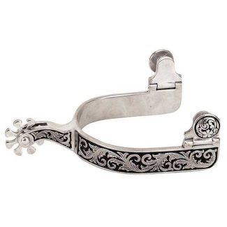 Men's Spurs with Engraved Band and Black Background