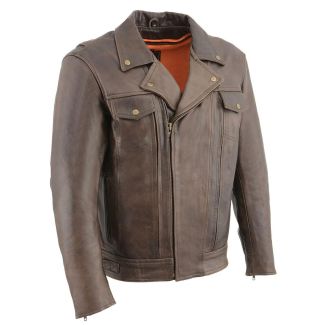 Milwaukee Leather Men's ‘Vented’ Retro Brown Leather Motorcycle Jacket