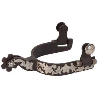 Ladies' Antiqued Show Spur with German Silver Floral Trim