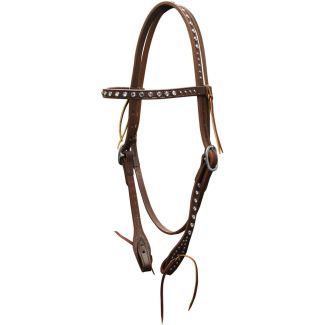Leather Browband Headstall With Clear Stones
