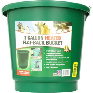 Plastic 3 Gallon Flat Back 70 Watt Heated Bucket with Built in Thermostat