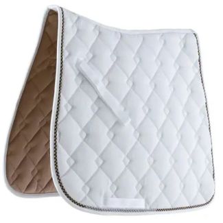 Ecole Double Diamond Quilt Dressage Saddle Pad White/Navy/Gold