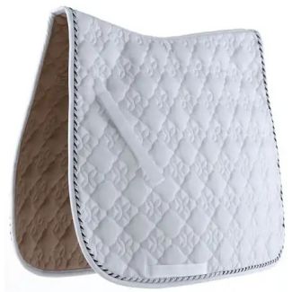 Roma Ecole Flower Diamond Quilt Dressage Saddle Pad White/Gold/Champagne
