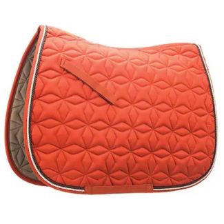 Ecole Star Quilt Close Contact Saddle Pad Orange/Brown/Cream