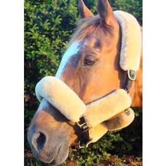 7 piece Merino Sheepskin Halter Cover Shipping Bridle Set - Natural Color