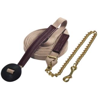 Flat Ribbed Cotton Lunge Line w/Chain 25'