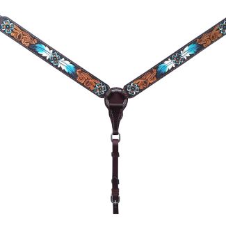 Oak Leaves Hand Painted Horse Western Leather Breast Collar