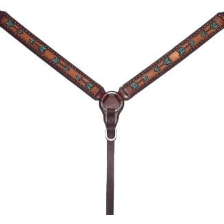 Austin Arrow Spotted Hand Painted Horse Western Leather Breast Collar Brown