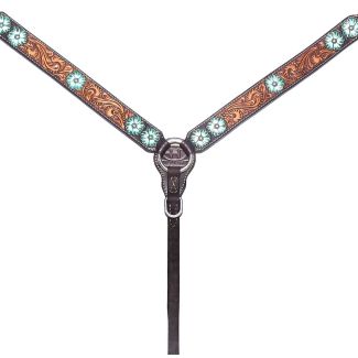 Ella Young Floral Hand Carved Horse Western Leather Breast Collar