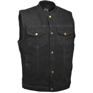 Milwaukee Leather DM2238 Men's Black Denim Snap Front Club Style Vest 