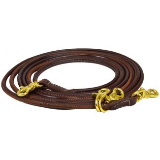 Rolled Harness Leather Draw Reins (Dark Oil)