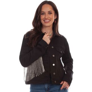 Scully Black Denim Jacket With Rhinestone Fringe