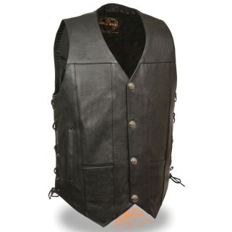Milwaukee Leather LKM3701 Men's Side Lace Leather Vest With Buffalo Snaps