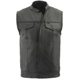 Milwaukee Leather LKM3713 Men's &lsquo;Quick Draw&rsquo; Black Leather Dual Closure Club Vest