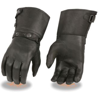 Men&rsquo;s Thermal Lined Leather Gauntlet Gloves w Snap Wrist &amp; Cuff 