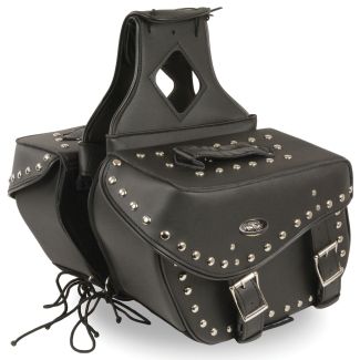 Medium Zip-Off PVC Studded Throw Over Saddle Bag