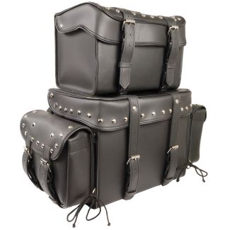 Large Four Piece Studded PVC Touring Pack w/ Barrel Bag