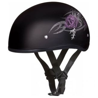Daytona Helmets D6-PR ‘Skull Cap’ with Purple Roses Half Face Helmet