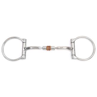 Western D-Ring Barrel Snaffle Bit with Copper Rollers