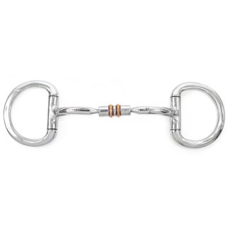 Western Eggbutt Flat Ring Barrel Snaffle Bit with Copper Rollers