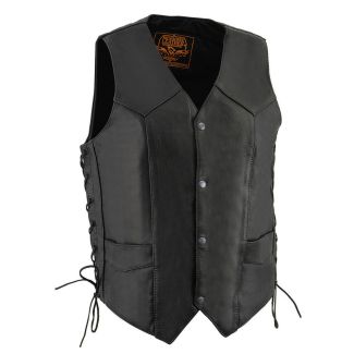 M-CLASSIC SIDE LACE V NECK LEATHER VEST