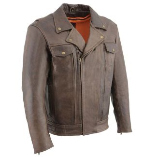 Milwaukee Leather Men's ‘Vented’ Retro Brown Leather Motorcycle Jacket